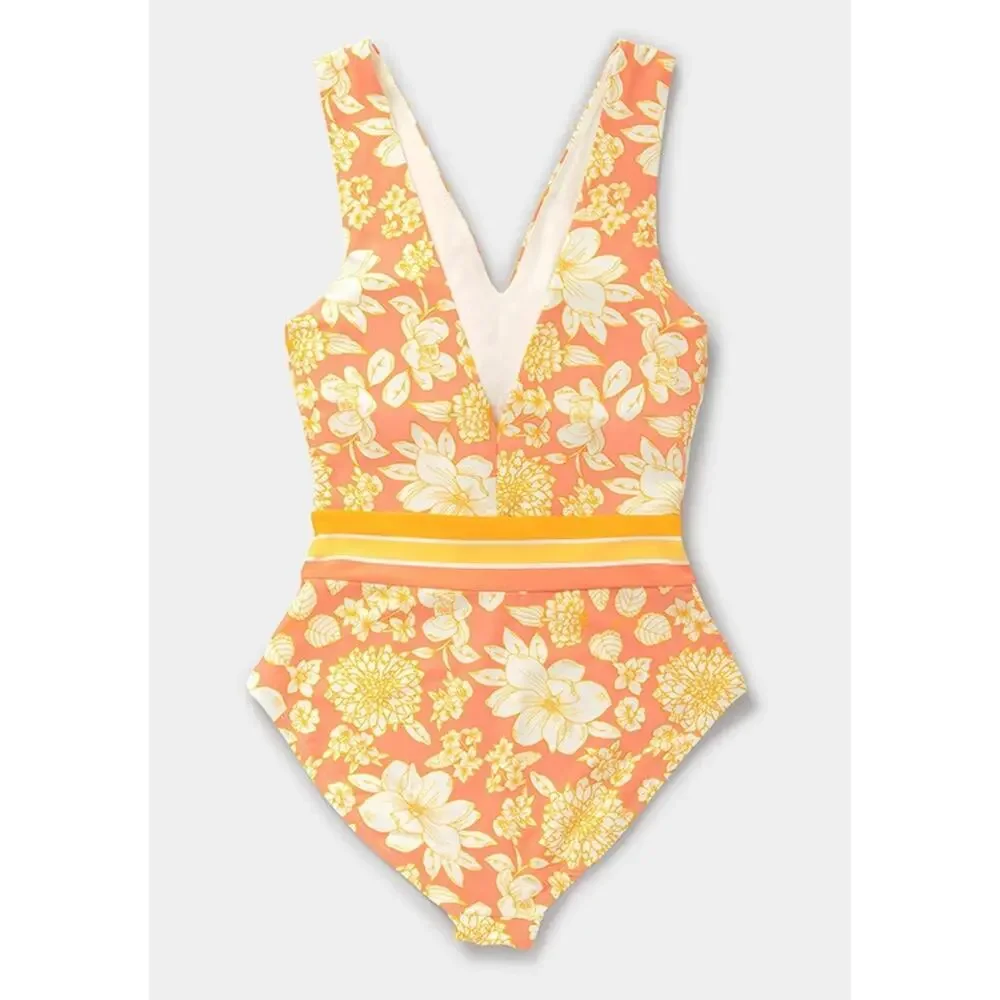 Womens Matilda Jane Dream Chasers So Peachy Swimsuit SZ large peach yellow WS78